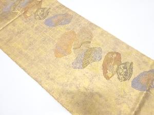 アンティーク 扇に枝梅・竹笹模様織り出し袋帯(材料)